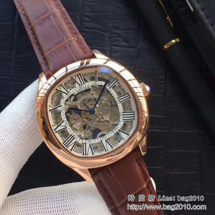 CARTIER卡地亞 精緻鏤空 全自動機械男士腕表 WSS0370
